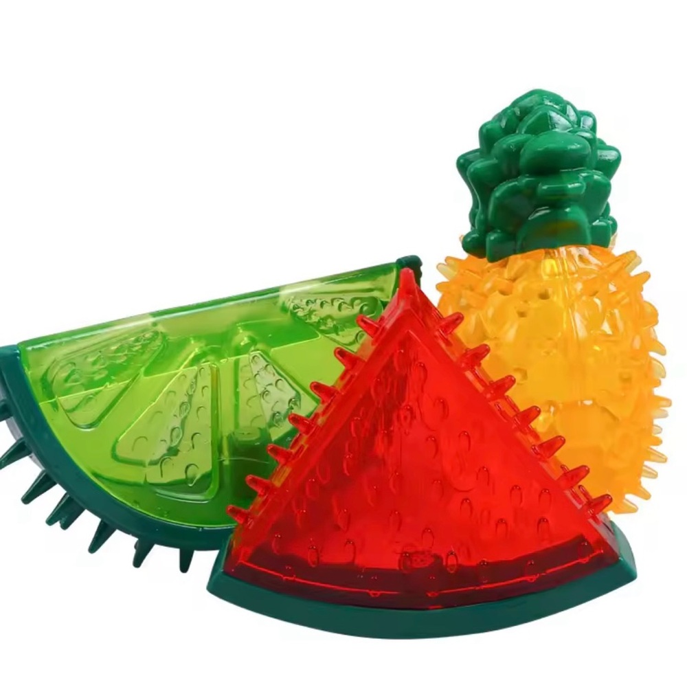 Set of 2 Cooling Dog Chew Toys – Watermelon & Lime | Freezable Fruit Design